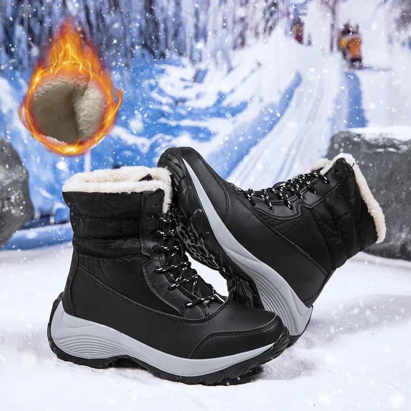 Snow Boots Women Platform Non-slip Women Winter Shoes Fur Warm Ankle Boots 2026 Women Wedges Waterproof Thigh High