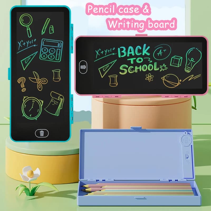 LCD Writing Drawing Tablet Electronic Doodle Board & Pencil-box Back-to-school Supplies for Student Pencil-Case Gifts for Kids