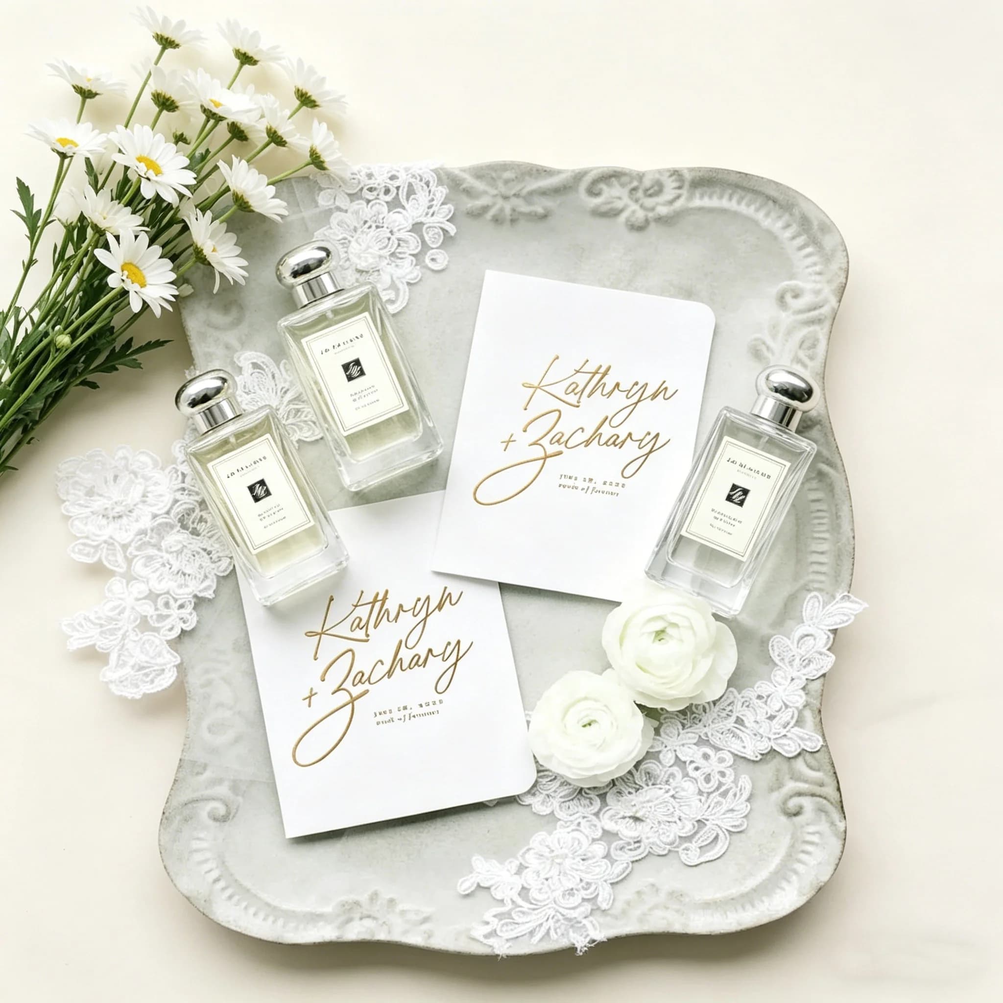 Elegant Gold Foil Calligraphy Vow Book Set, Personalized Wedding Vow Books for Bride & Groom, Romantic Bridal Shower Keepsake