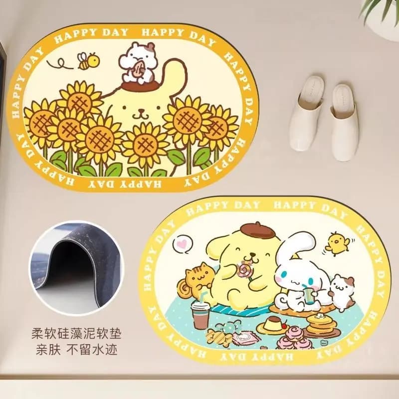Pudding Dog Inspired Bath Mat Kawaii Anime Character Non-Slip Silicone Daily Use Mat for Women Shower Spa Home Gift wholesale