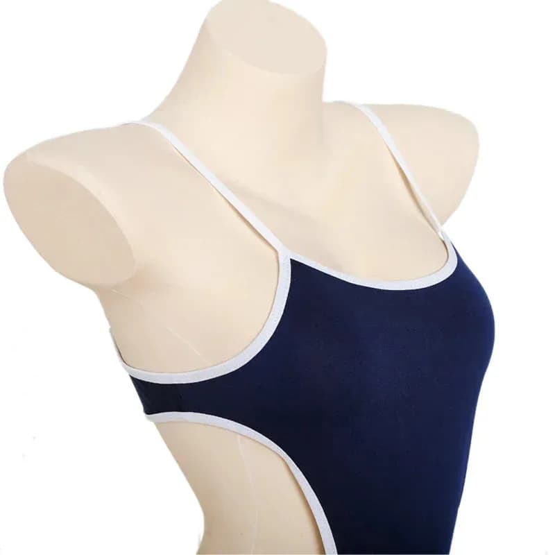CyJapanese Studente Spaghetti Strap Body stretto Costume da bagno Costume da bagno intero Uniforme Lingerie Cosplay