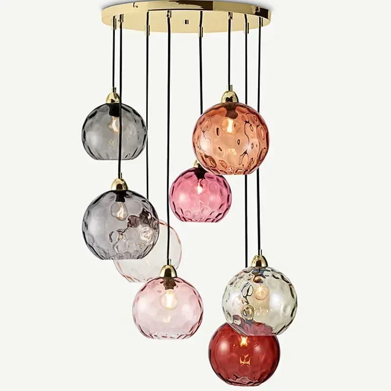 Lampadario a Sospensione in Vetro Colorato con Motivi Acquatici di Alta Gamma, Lampada da Comodino per Camera da Letto, Lampadario Creativo per Sala da Pranzo, Soggiorno e Bancone Bar