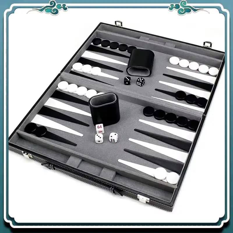 A65G-Gioco da Tavolo Classico con Custodia in Pelle, Tabellone Pieghevole, Confezione Regalo, Set da Viaggio Portatile di Backgammon Strategico per Adulti