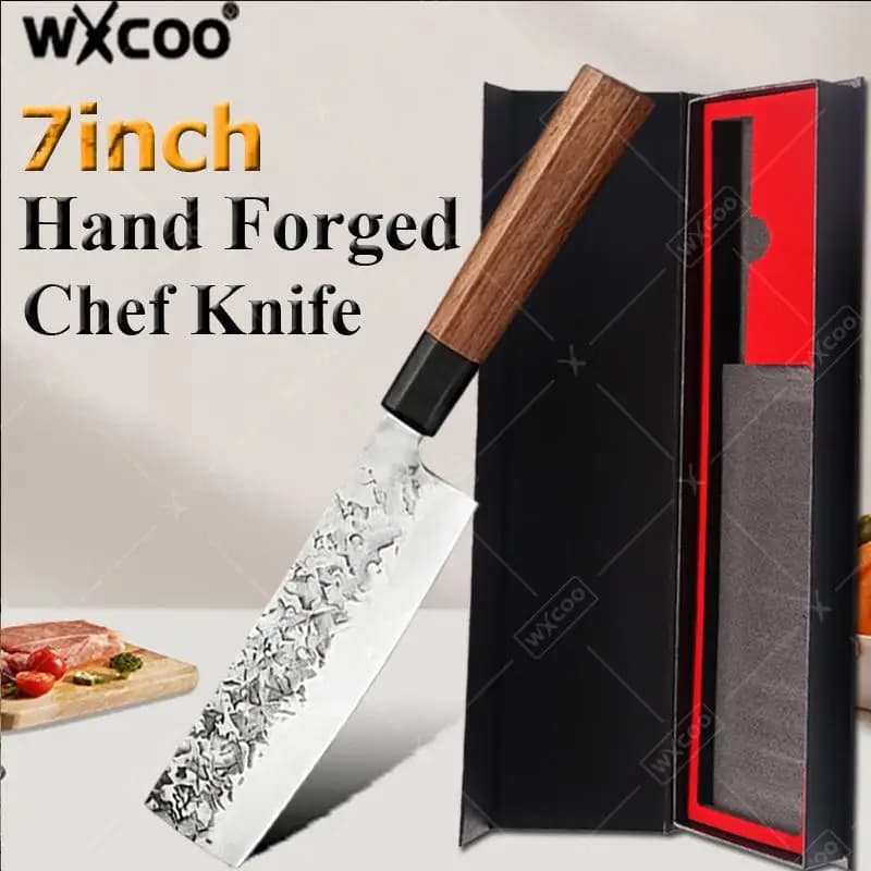 WXCOO Kitchen VG10 Steel Japanese Chef Knife Kiritsuke Meat Fruit Cleaver Santoku Knife Wooden Handle Sharp Professional