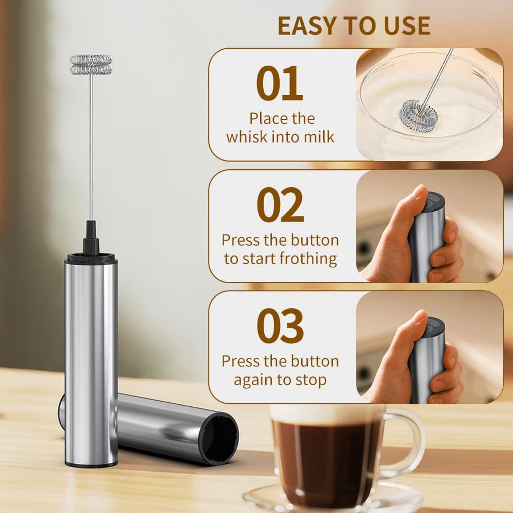 Frullino Elettrico Portatile Senza Fili per Latte, Sbattitore per Uova, Mixer da Cucina, Agitatore per Cappuccino