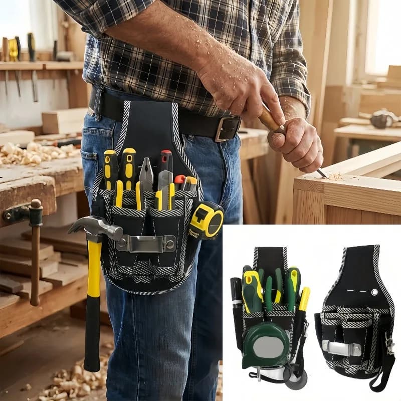 Cintura Porta Attrezzi Convertibile 9-in-1 Resistente | Nylon 600D, Tasca Multistrato per Attrezzi, Adatta per Esterni, Elettricisti