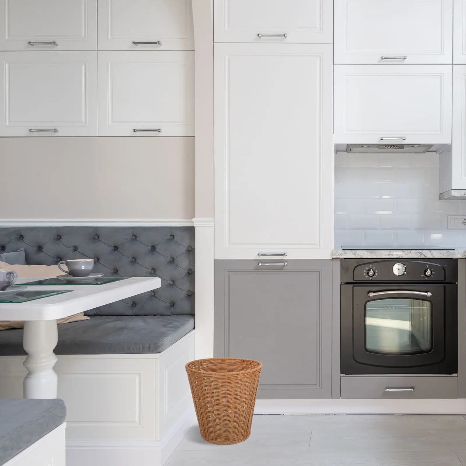 Cestino in Rattan Premium, Cesto Portaoggetti Intrecciato Multiuso, Organizzatore per Oggetti Vari, Decorazione Domestica Versatile, Cestino per Rifiuti da Cucina