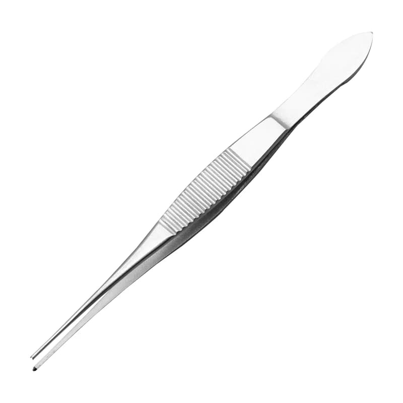 Pinza per occhi microscopica Pinzetta dritta da 10 cm Testa dritta curva con denti Pinzetta medica a doppia palpebra in acciaio inossidabile