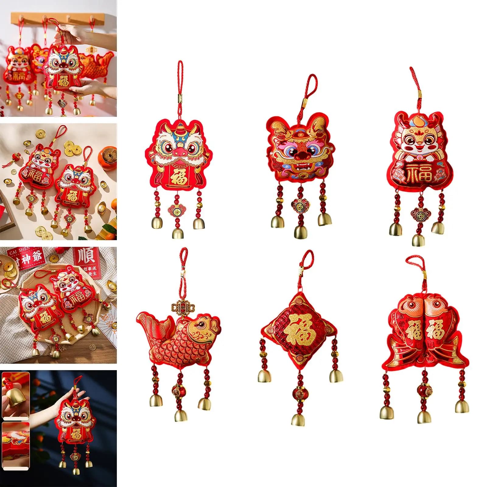 Pendant Wind Chimes Blessing Hanging Souvenir,Chinese New Year Decorations New Year Ornament for Tree Car Party Favors Office