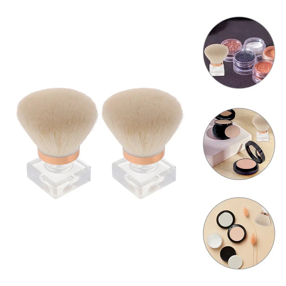 2 Brushes Mushroom Shape Makeup with Soft Seeds for Powder, Fondotinta, Blush and Nail Cleaner Tool