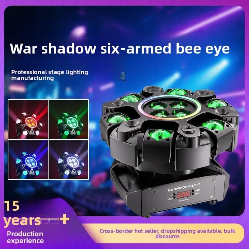 Faro mobile Shadow a 6 bracci King Kong Bee Eye, lampada laser da palco da 150W per DJ, bar, KTV, discoteca, feste