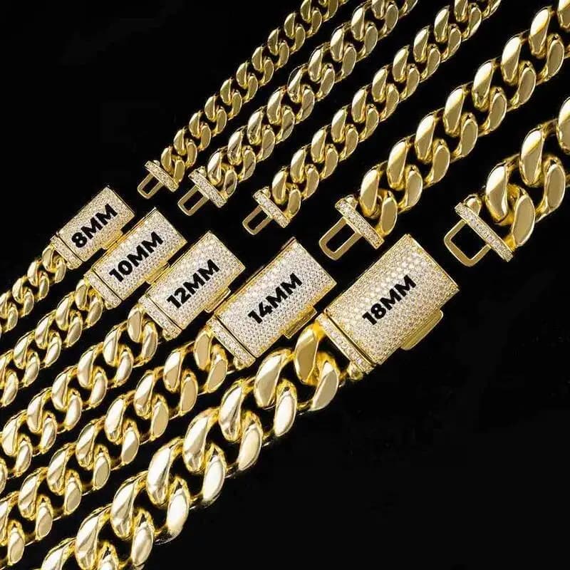 Hip Hop Italiano Argento 925 Miami VVS Moissanite Catena a maglie cubane GRA Box Lock 8mm 10mm 12mm 14mm 18mm Pass Diamond Tester