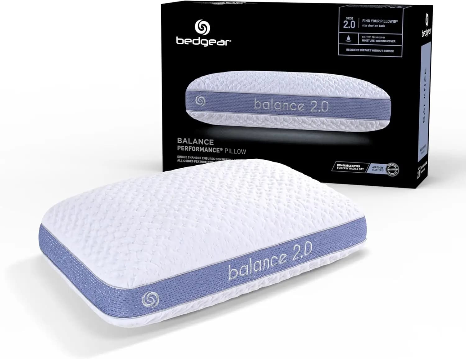 Cuscino traspirante per tutte le posizioni del sonno - Fermezza media, fodera lavabile - 20x26x5,75 pollici