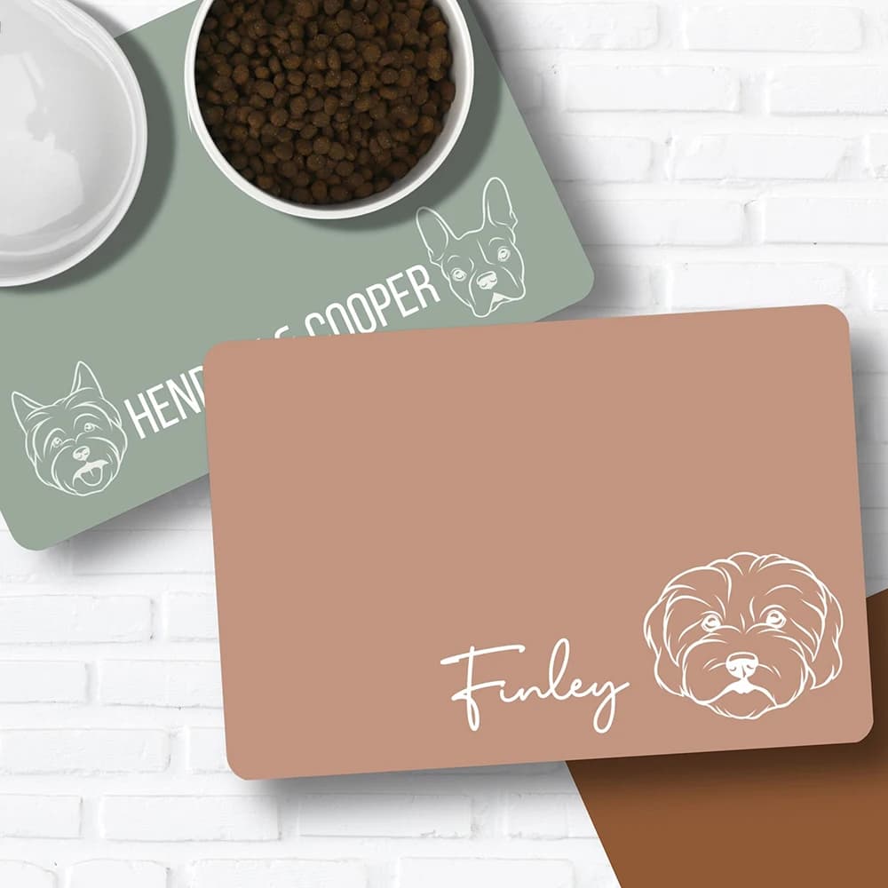 Tappetino Antiscivolo per Alimentazione Animali Domestici, Personalizzabile, Impermeabile, Tovaglietta per Cibo Cani e Gatti con Nome, Facile da Lavare, in PU