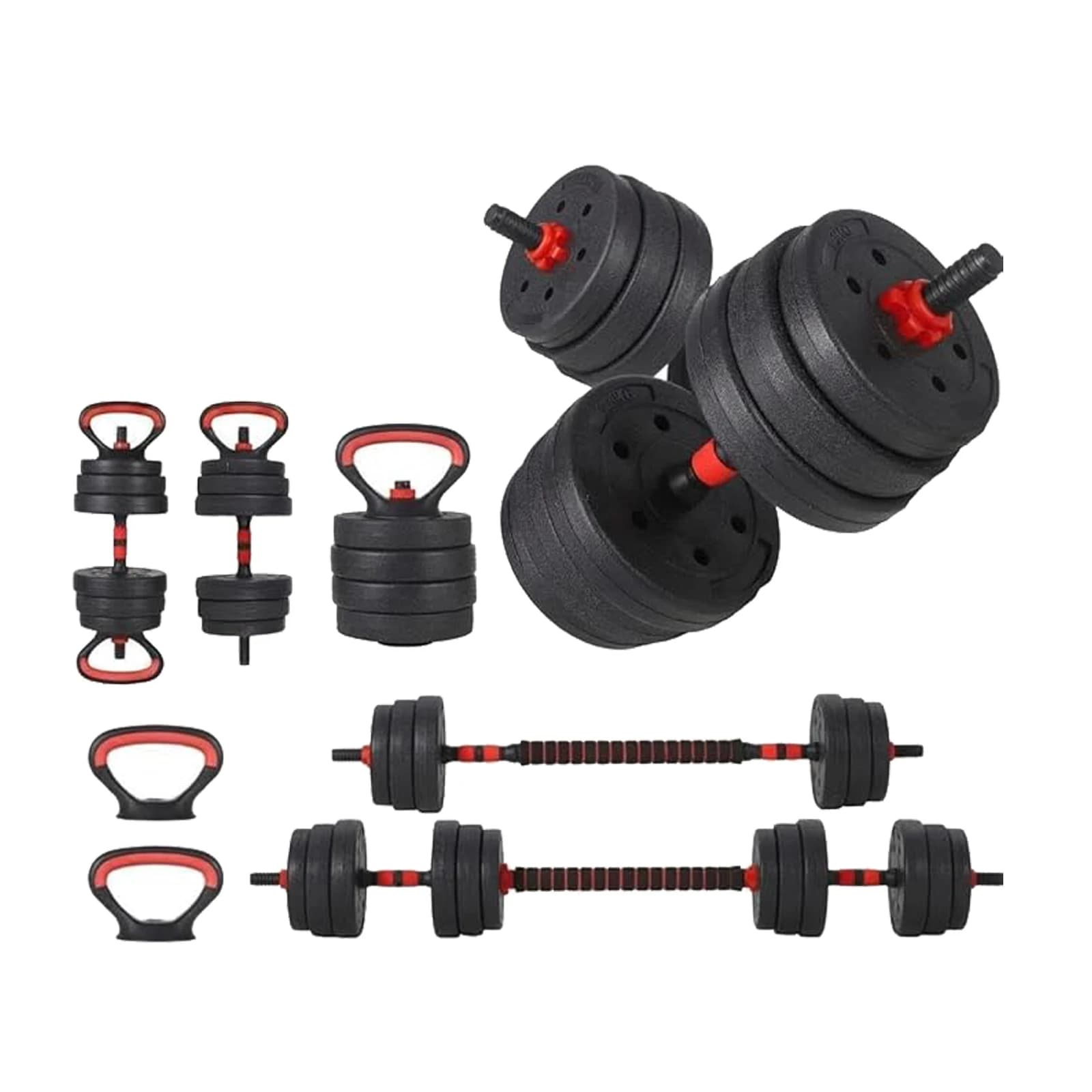 Adjustable Dumbbell Set, 44 lbs Free Weight Set, Converted to Barbell, Kettlebells &Push-Up Stand,Space-Saving Home Gym Equipmen