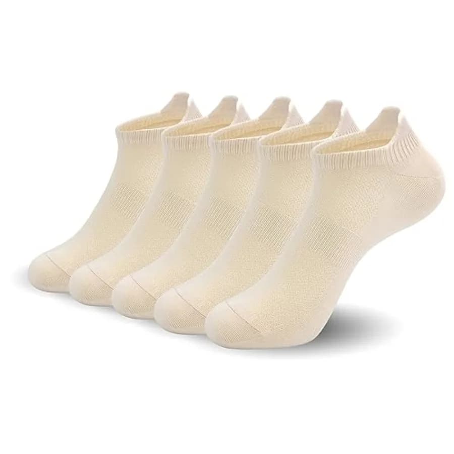 Women Ultra Thin Socks Viscose Bamboo Low Cut No Show Ventilating Ankle Anti Odor Arch Support Mesh Socks 5 Pairs