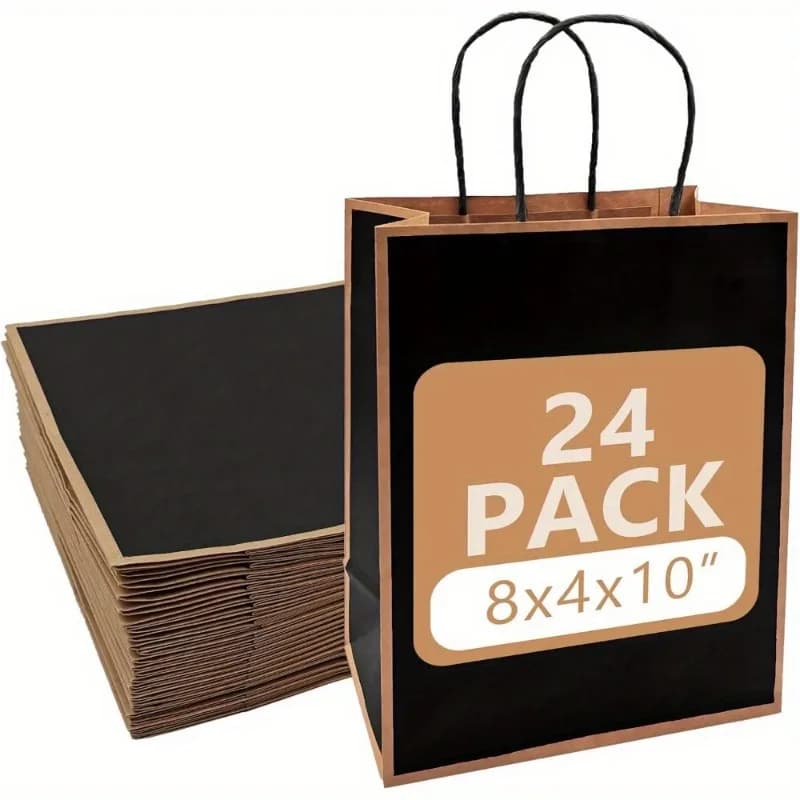 24Pcs/Lot/Pack Paper Bags with Handles Kraft Paper Gift Bags Used for Weddings Birthday Parties Commercial Retail