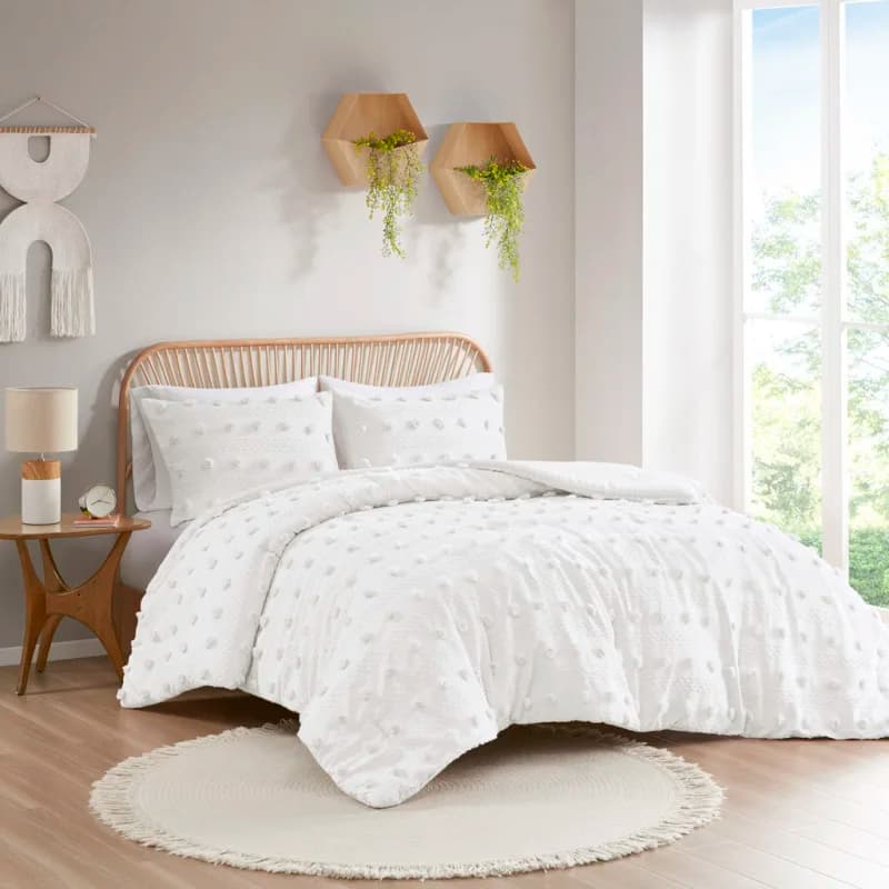 3 Piece Full/Queen Clip Jacquard Comforter Set