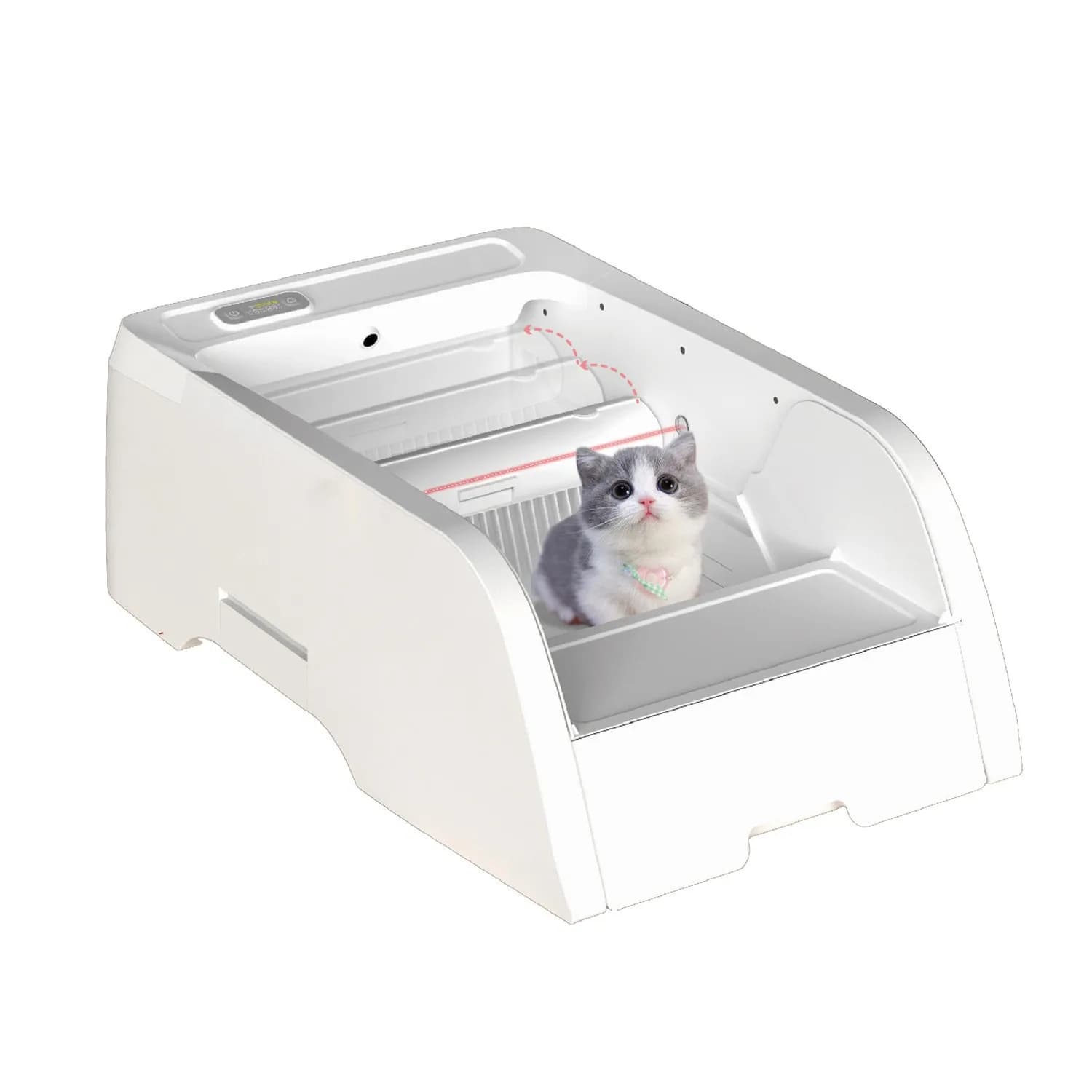 Toilette Automatica per Gatti in Plastica con Controllo WIFI, Design Aperto, Funzione Telecamera e Voce, 10kg, in PP, per Prodotti di Pulizia per Gatti
