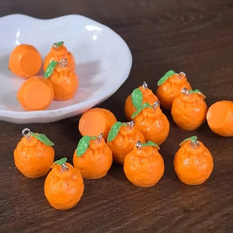 10Pcs 3D Simulation Dekopon Mandarin Orange Resin Charms Fake Fruit Tangerine Pendants DIY Craft Supplies For Earrings Keychain