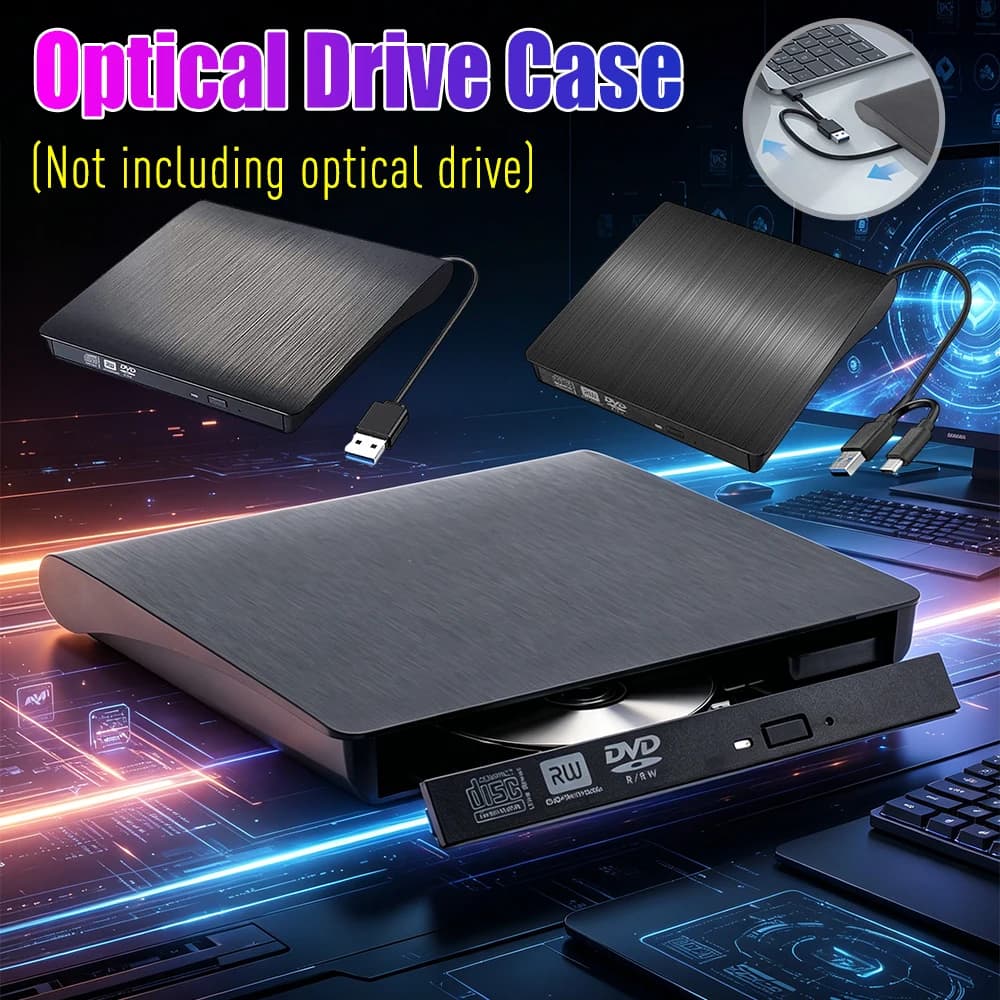 Box esterno sottile USB 3.0/USB 3.0 Type-C per DVD/CD-ROM da 9,5 mm/12,7 mm, con caddy USB per SSD, compatibile con laptop