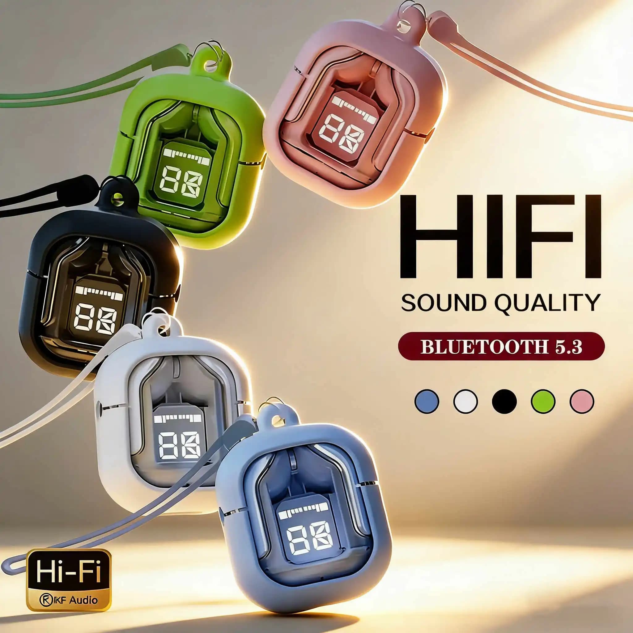 New wireless TWS Bluetooth 5.3, HiFi stereo headphones for sports and gaming, with noise reduction, compatible with all smartphones