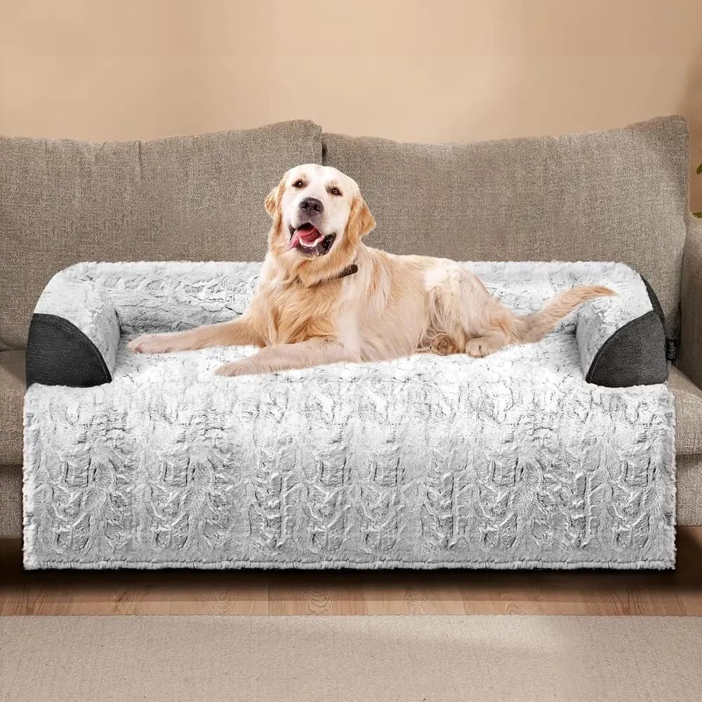 Extra large calming dog bed for sofa, 45 x 37 inch removable sofa for dogs Washable, soft non-slip plush sofa mat