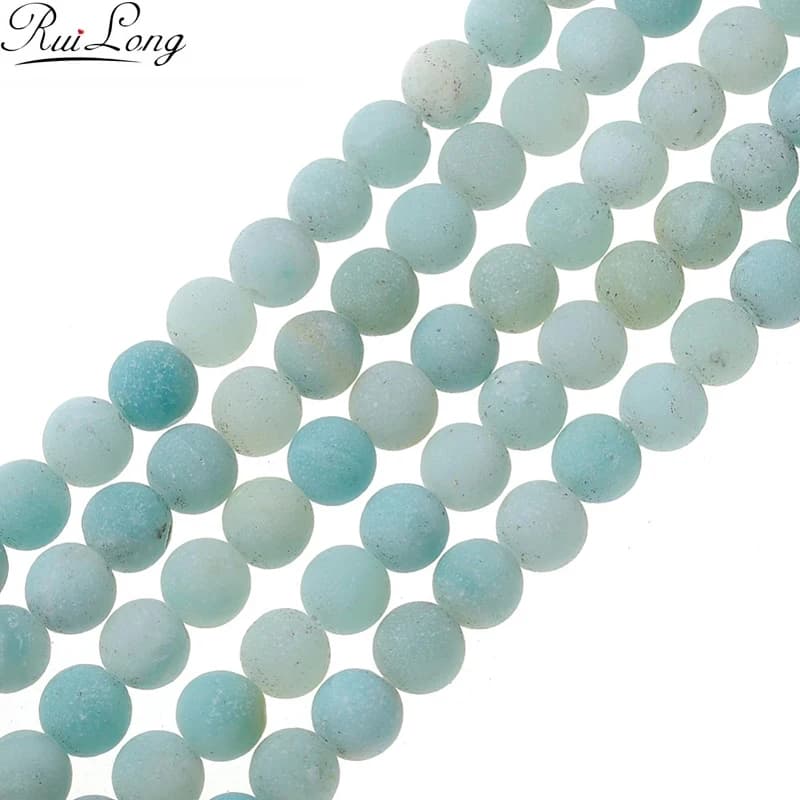 4/6/8/10/12mm Perline di Pietra Naturale Rotonda Blu Amazzonite Opaca Perline Filo Allentato Per Gioielli Fai Da Te Che Fanno Collana braccialetto