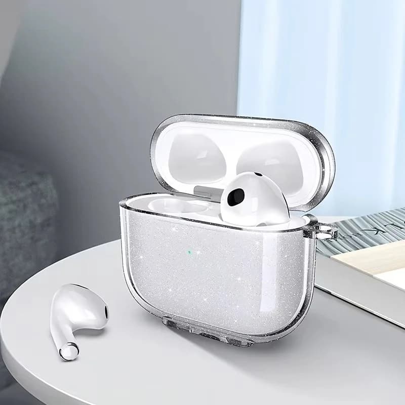 Custodia Protettiva in Silicone Glitterato per Auricolari Apple AirPods Pro 1 2, Cover per Cuffie Bluetooth, Compatibile con Air Pods 1a 2a 3a Generazione