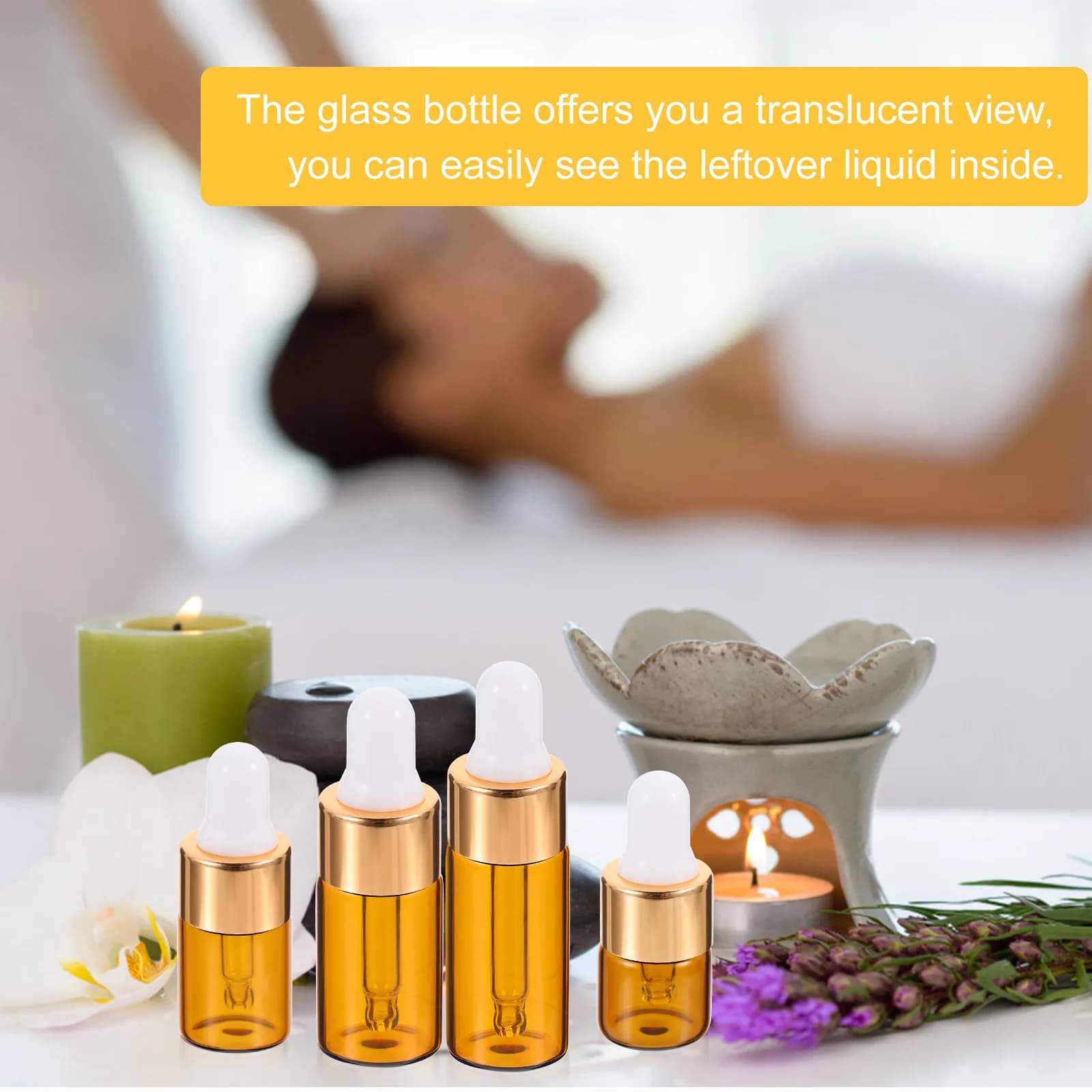 30 3 ml glass dropper bottles, travel size, transparent, UV-resistant, for essential oils, perfumes, make-up, water, mini rechargeable bottles