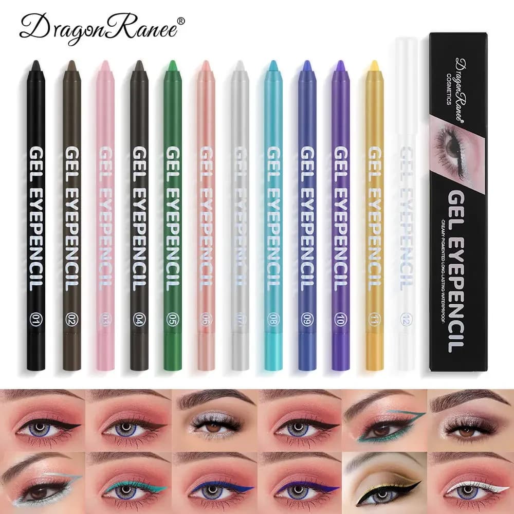 Eyeliner Colorato, Ombretto a Lunga Durata, Matita per Occhi Pigmentata, Impermeabile, Blu, Nero, Bianco, Viola, Penna Gel per Occhi, Cosmetico