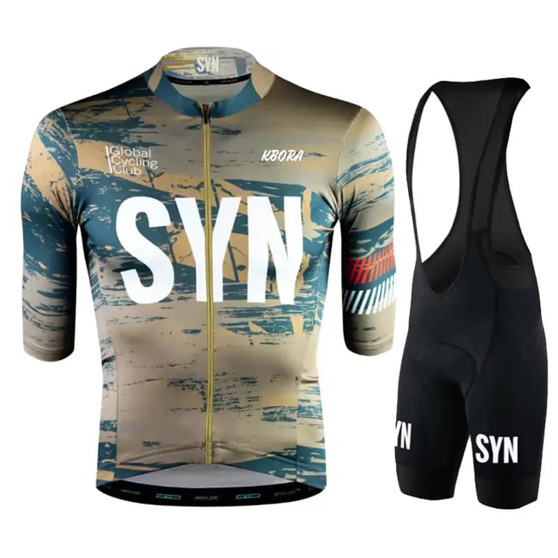 Syn Men's Cycling Knit Set 2023 Summer Cycling Clothing MTB Horse Riding Uniforms Shorts with Suspenders Bike Clothing Maillot Cycling Hombre