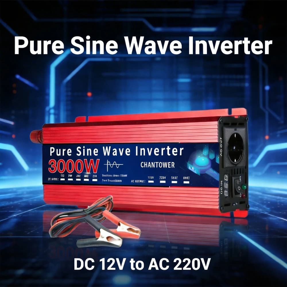 Inverter to Sinusoidal Wave Pura 12V 220V 1000W 3000W 5000W-10000W from DC to AC with European socket, Power Converter for Auto and Solar, Charger