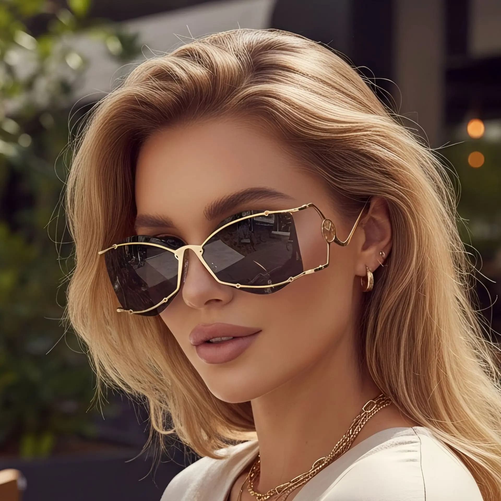 Occhiali da Sole Irregolari e Alla Moda con Design Unico, Stile Hip-Hop Europeo e Americano, Forma Stravagante ed Esagerata