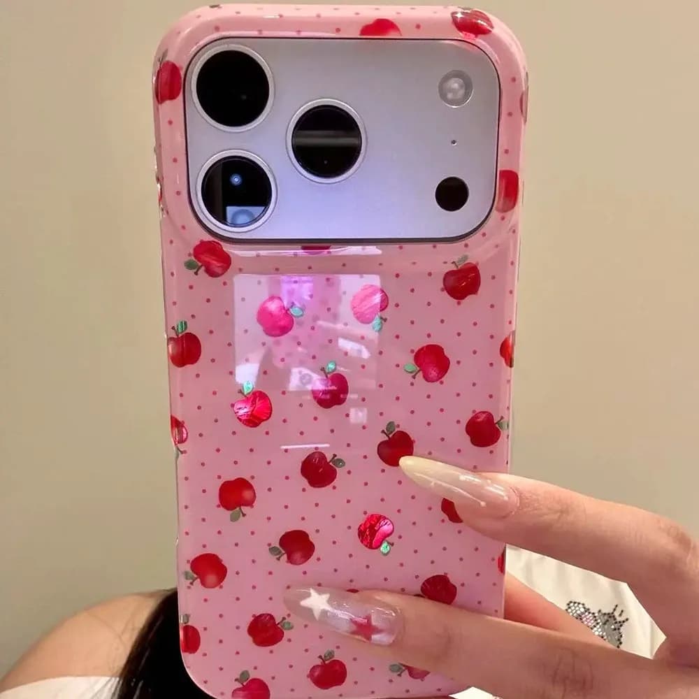 Red Cute Fruits Polka Dot Soft Phone Case For iPhone 17 16 15 14 13 12 11 Pro Max 16e X XR XS Max 7 8 Plus Shockproof Back Cover