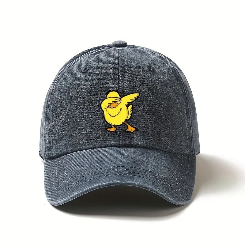 Cappellino da baseball Dabbing Duck in cotone lavato, regolabile con chiusura snapback, divertente cappello streetwear con grafica.