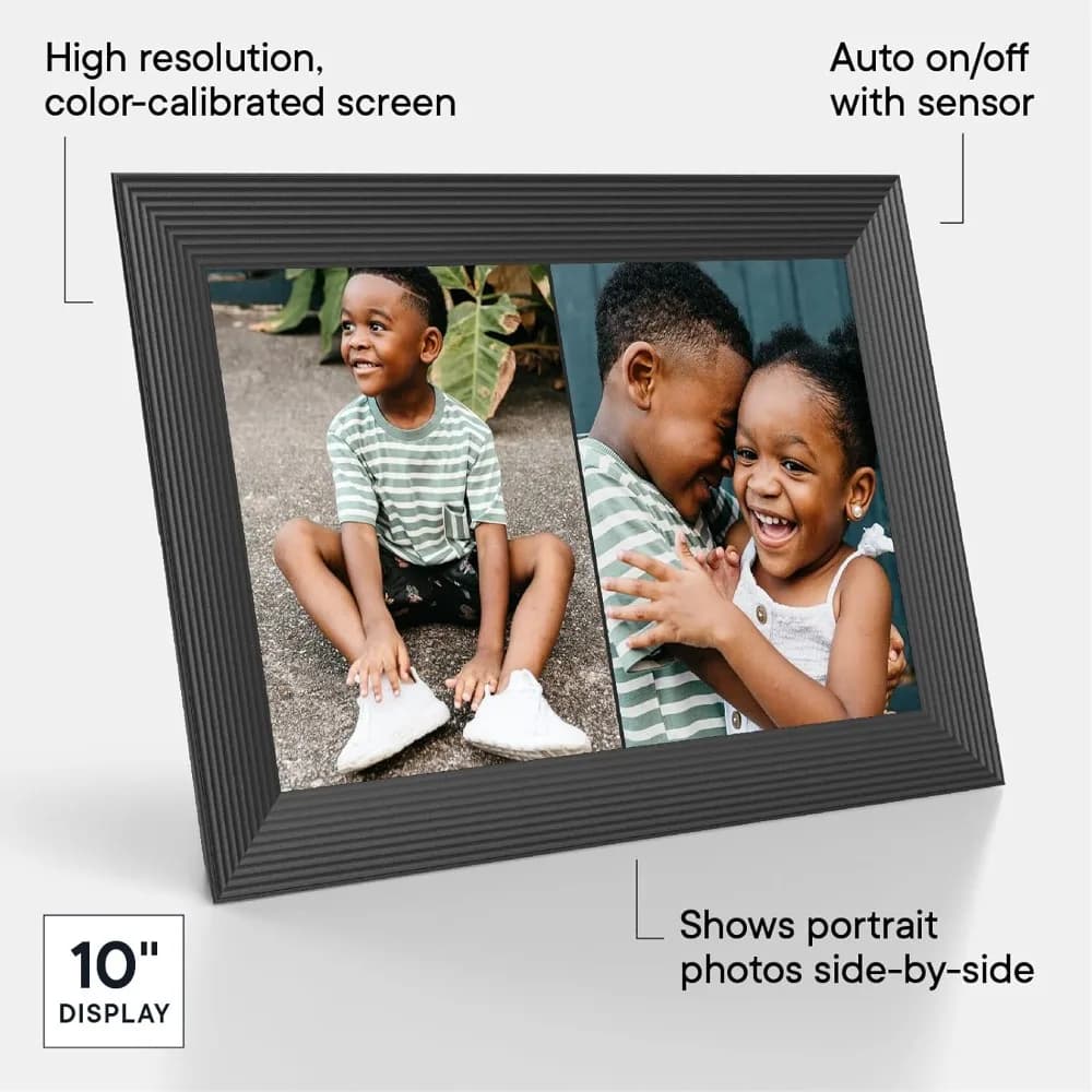 Cornice digitale Carver HD WiFi, 10,1", Aggiungi foto con l'app Aura, archiviazione illimitata gratuita
