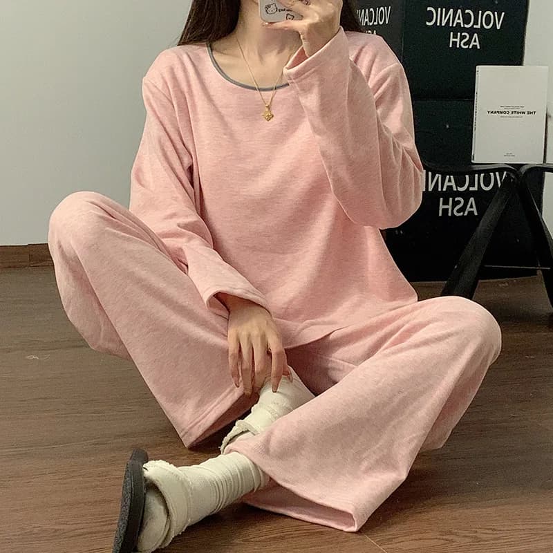 Pigiama Donna Pigiama invernale Set Donna Coreano Pettorina Top Pantaloni Abito in velluto sottile Primavera Autunno Indumenti da notte Pigiama per la casa