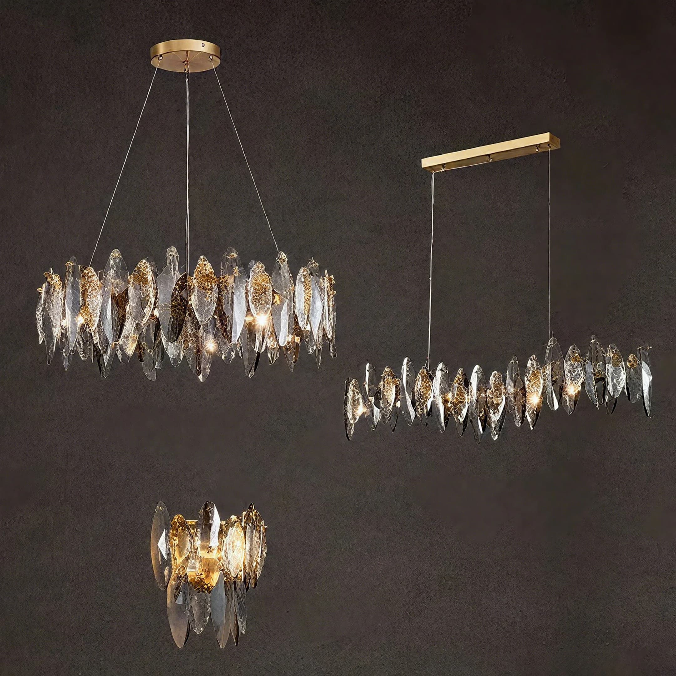 AiPaiTe Customizable Modern Dimmable Lamp Suspension Ceiling Lamp Rectangular ring Crystal and hardware for living room