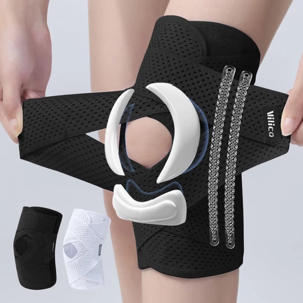 Supporto per Ginocchio di 6a Generazione, Stabilizzatore del Menisco, Leggero e Traspirante, per Corsa, Basket, Escursionismo e Sport
