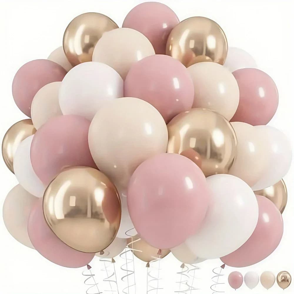 32/52/62 pieces Macaron rose retro white sand champagne golden balloons set for birthday, party, wedding, Valentine's Day, anniversary