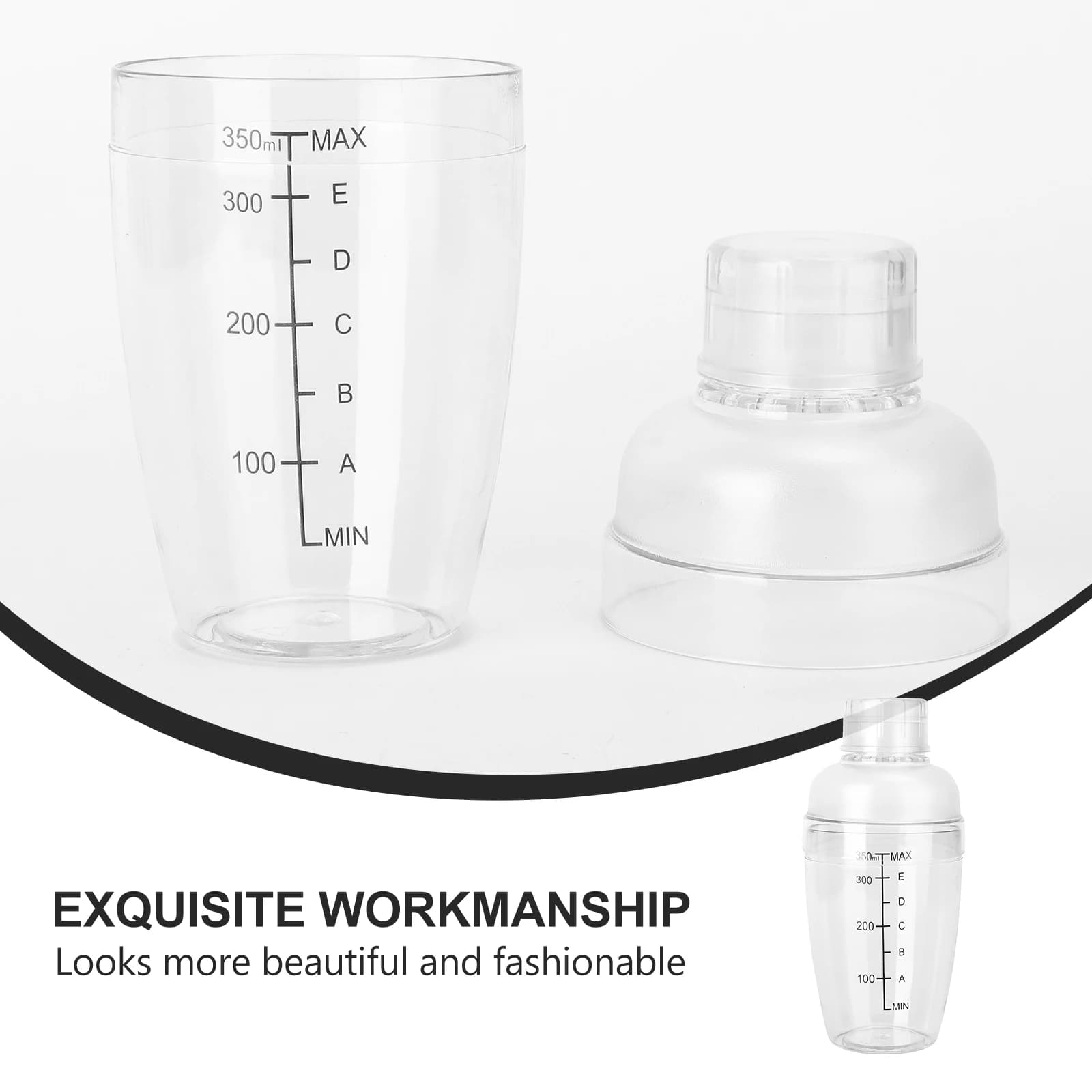 Shaker per cocktail antigelo premium Bottiglia di miscelazione trasparente in resina per PC Anti-perdite Scala trasparente resistente al calore a prova di esplosione