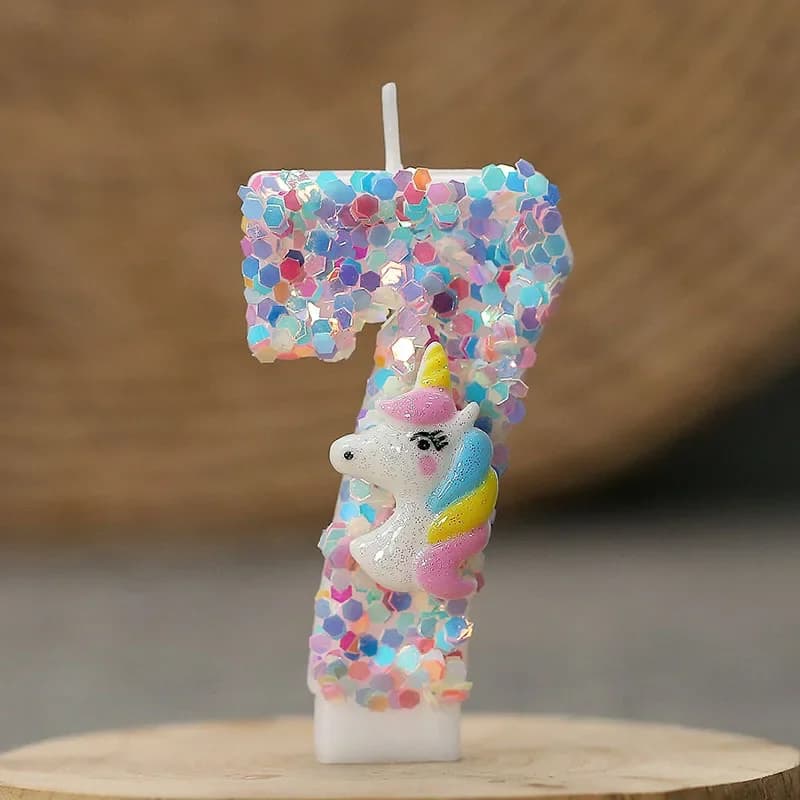 0-9 Number Cartoon Unicorn Digital Candles for Kids Birthday Party Festival Cake Decoration Atmosphere Props Fun Themed Candle