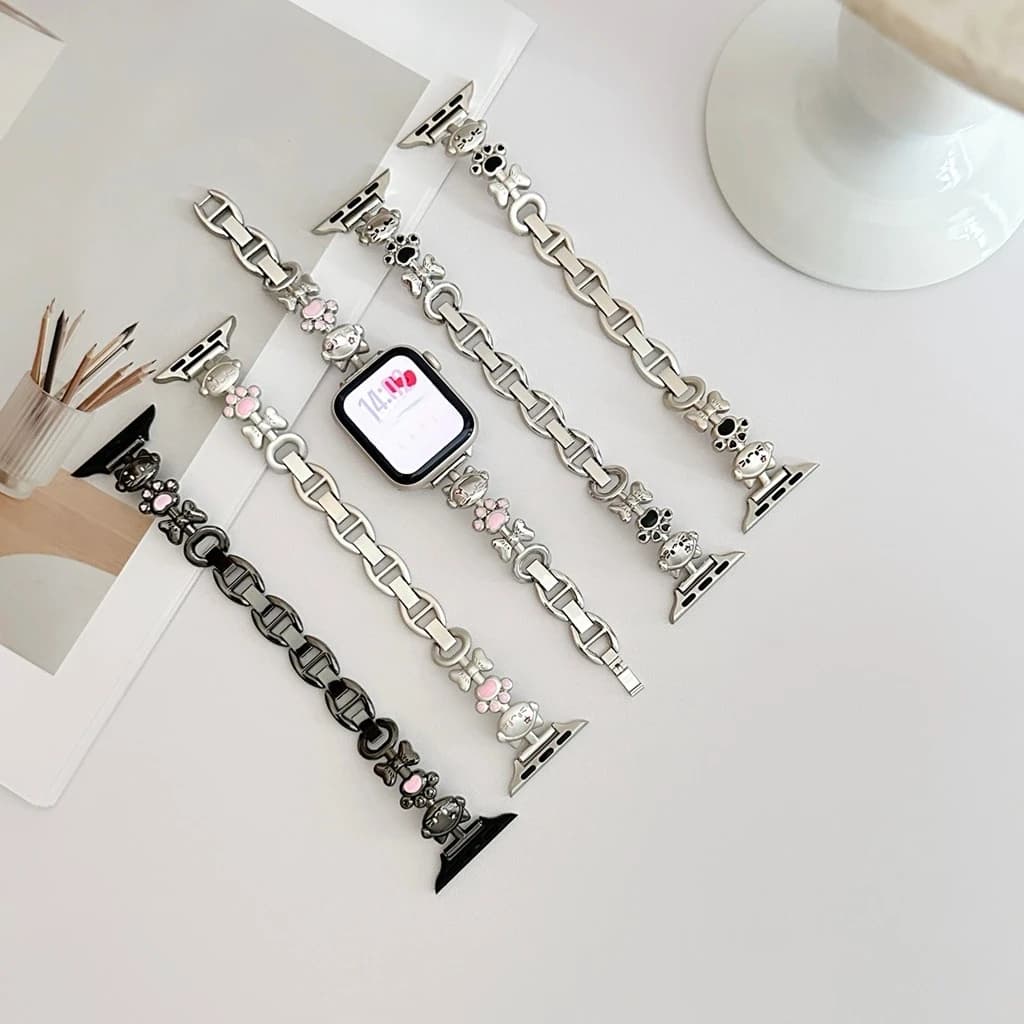 Cinturino in Metallo con Simpatiche Zampe di Gatto per Apple Watch Serie 8/7/6/10 40mm 41mm 38mm 42mm 44mm 45mm 46mm