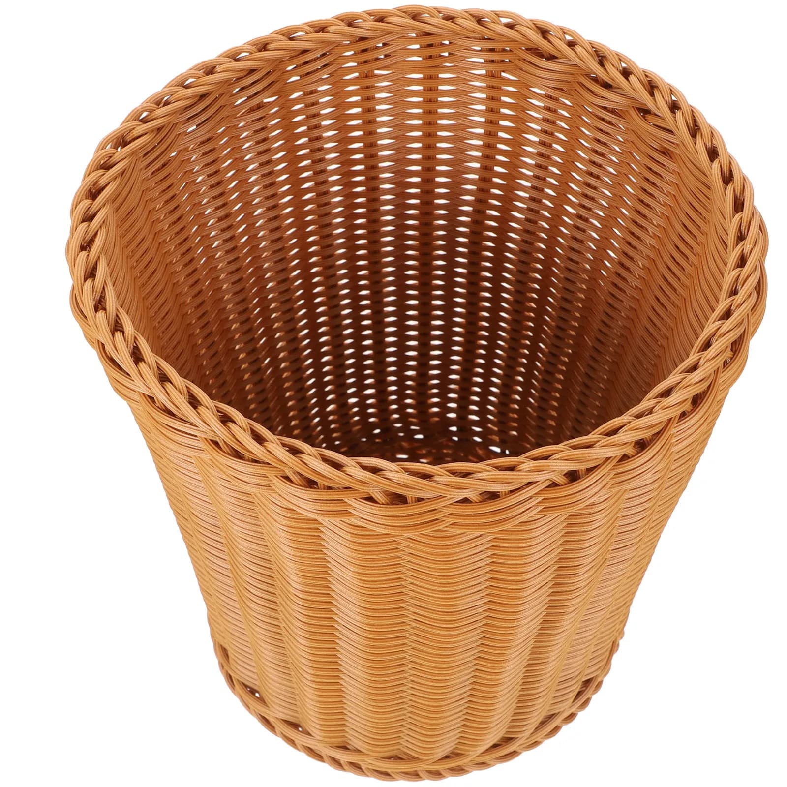 Cestino per Rifiuti in Rattan Intrecciato, Design Raffinato, Dimensioni Compatte, Stile Pastorale, Contenitore per Casa, Ufficio, Bagno