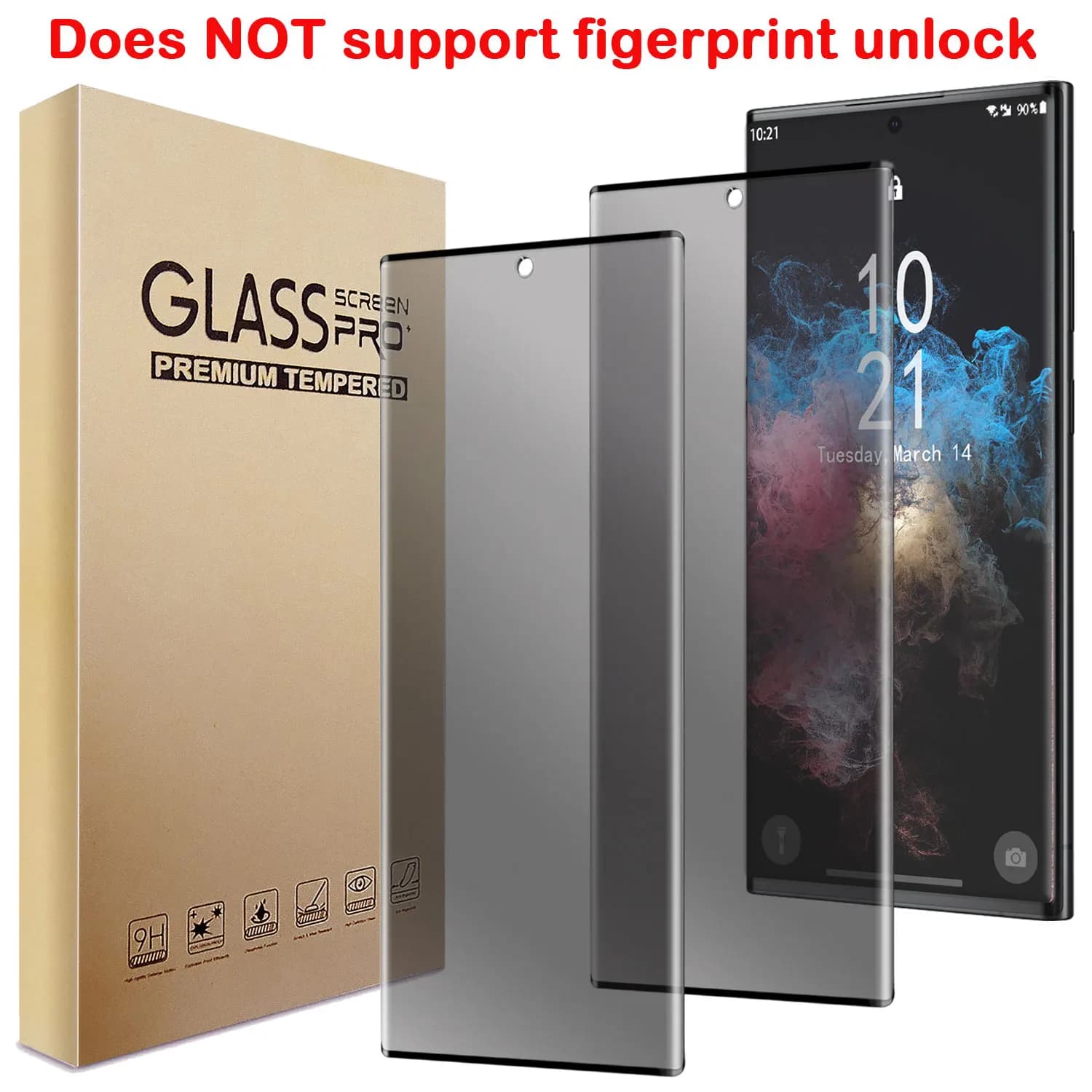 Confezione da 2 pezzi per Samsung Galaxy S22/S22 Plus/S22+/S22 Pellicola proteggi schermo in vetro temperato ultra privacy a copertura totale