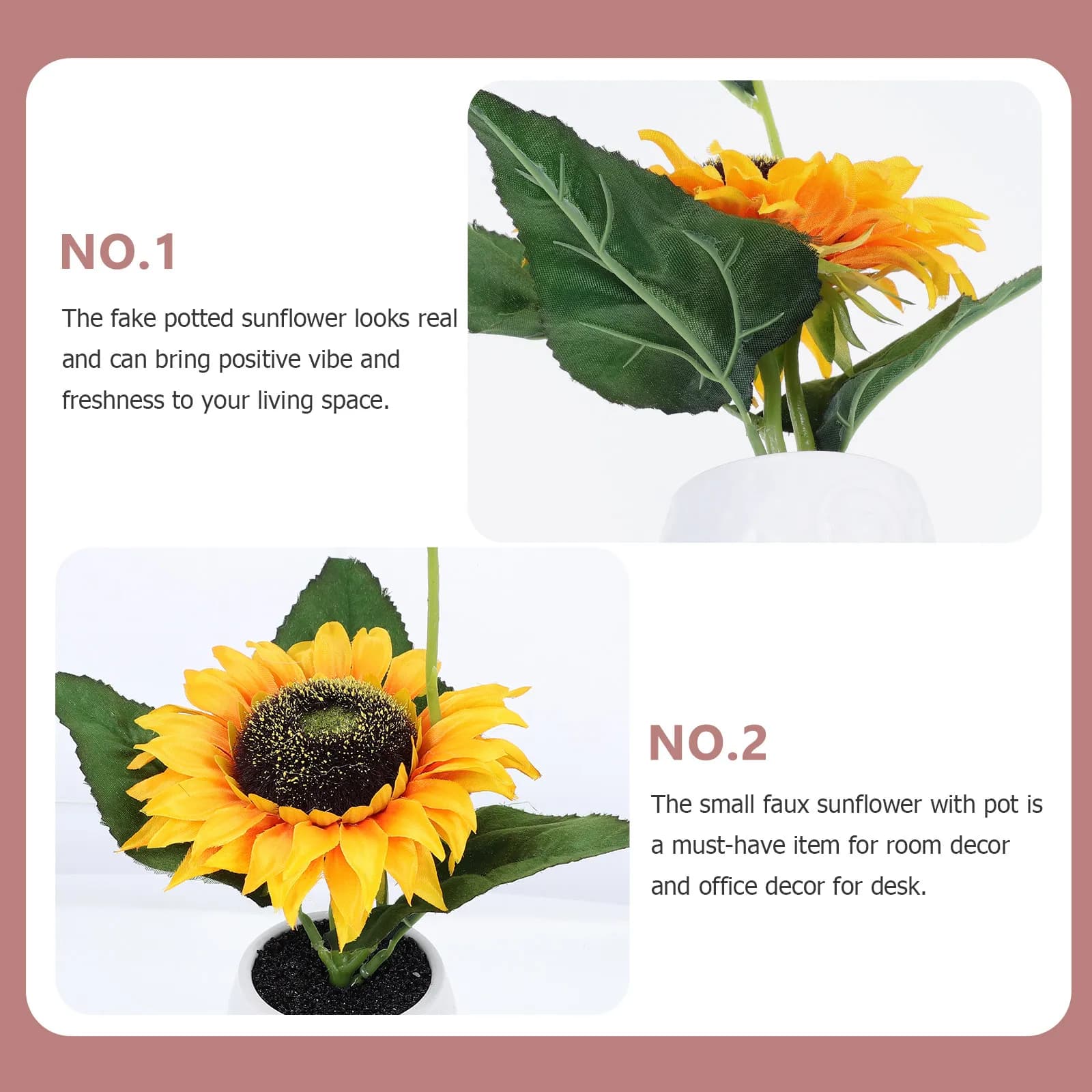 Girasole Artificiale in Vaso, Bonsai Finto Realistico, Decorazione per Casa, Ufficio, Cucina, Pianta in Vaso, Bonsai Finto da Scrivania