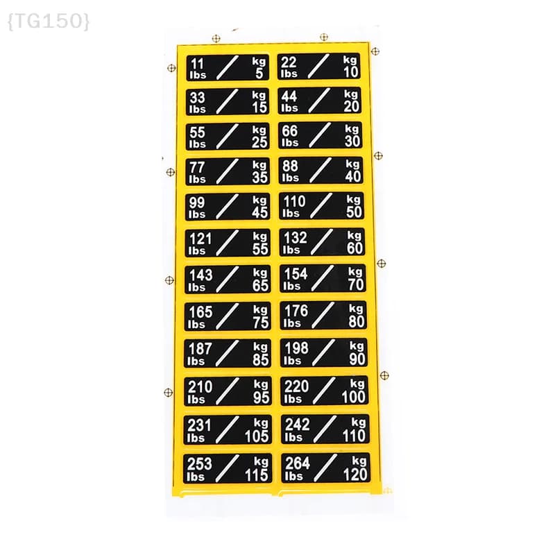 Adhesive labels for gym discs, adhesive markings for training equipment and home gym, durable sheet