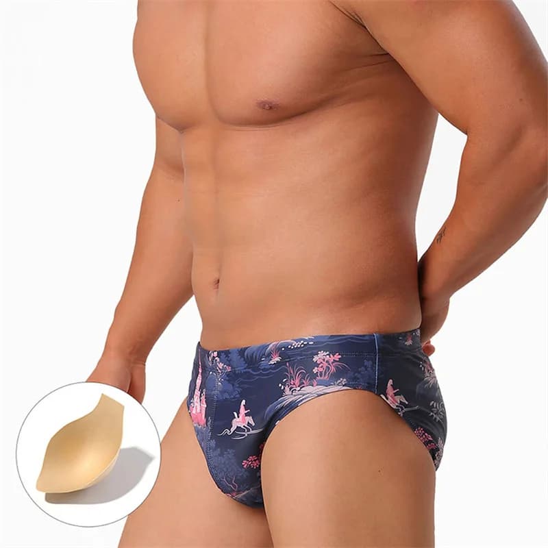 Slip da bagno da uomo ad asciugatura rapida con stampa, costume da bagno alla moda per la spiaggia