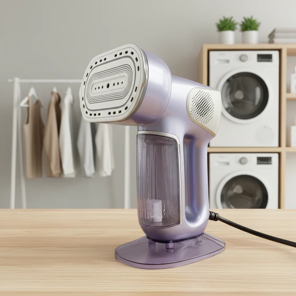 Ferro da Stiro a Vapore Portatile Elettrico da 1500W con Aspirazione Automatica, Rimozione Acari, Schermo LED Digitale Touch